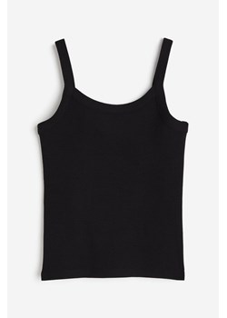 H & M - Prążkowany top na ramiączkach - Czarny ze sklepu H&M w kategorii Bluzki dziewczęce - zdjęcie 169594084