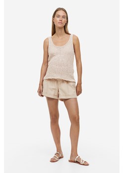 H & M - MAMA Szorty z talią paper bag - Beżowy ze sklepu H&M w kategorii Spodenki ciążowe - zdjęcie 169594301