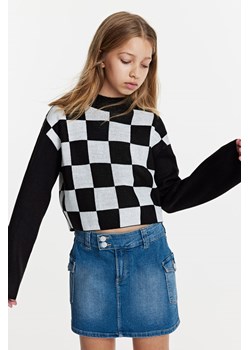 H & M - Pudełkowy sweter w prążki - Czarny ze sklepu H&M w kategorii Swetry dziewczęce - zdjęcie 169594493