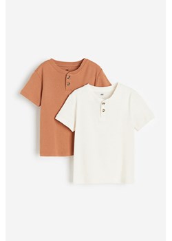 H & M - T-shirt henley 2-pak - Pomarańczowy ze sklepu H&M w kategorii T-shirty chłopięce - zdjęcie 169594842