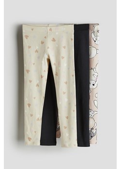 H & M - Dżersejowe legginsy 3-pak - Beżowy ze sklepu H&M w kategorii Spodnie dziewczęce - zdjęcie 169594863