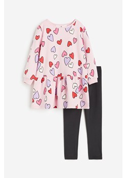 H & M - Komplet 2-częściowy z sukienką i legginsami - Różowy ze sklepu H&M w kategorii Odzież dla niemowląt - zdjęcie 169594874