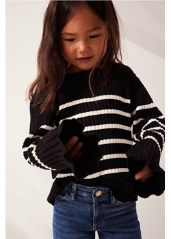H & M - Sweter o splocie w prążki - Czarny ze sklepu H&M w kategorii Swetry dziewczęce - zdjęcie 169594882