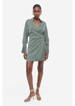 H & M - Satynowa sukienka kopertowa - Beżowy ze sklepu H&M w kategorii Sukienki - zdjęcie 169595061