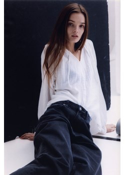 H & M - Muślinowa bluzka - Biały ze sklepu H&M w kategorii Bluzki damskie - zdjęcie 169595561