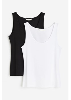 H & M - Bawełniana koszulka 2-pak - Czarny ze sklepu H&M w kategorii Bluzki damskie - zdjęcie 169595752
