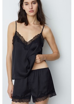 H & M - Satynowa piżama z koronką - Czarny ze sklepu H&M w kategorii Piżamy damskie - zdjęcie 169595843