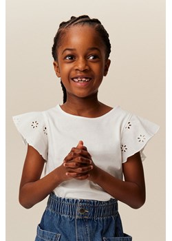 H & M - Dżersejowy top z haftem angielskim - Biały ze sklepu H&M w kategorii Bluzki dziewczęce - zdjęcie 169596132