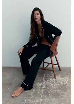 H & M - Piżama z koszulą i spodniami - Czarny ze sklepu H&M w kategorii Piżamy damskie - zdjęcie 169596260