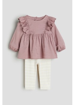 H & M - Komplet 2-częściowy z bluzką i legginsami - Różowy ze sklepu H&M w kategorii Komplety niemowlęce - zdjęcie 169596261