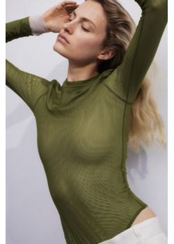 H & M - Body thong z siateczki - Zielony ze sklepu H&M w kategorii Body damskie - zdjęcie 169596321