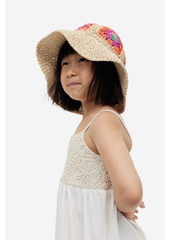 H & M - Słomkowy kapelusz o wyglądzie szydełkowej robótki - Beżowy ze sklepu H&M w kategorii Czapki dziecięce - zdjęcie 169596552