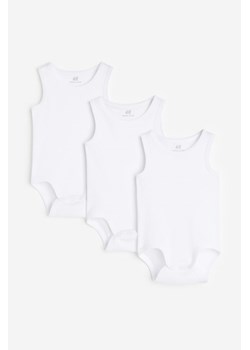H & M - Bawełniane body 3-pak - Biały ze sklepu H&M w kategorii Body niemowlęce - zdjęcie 169596581