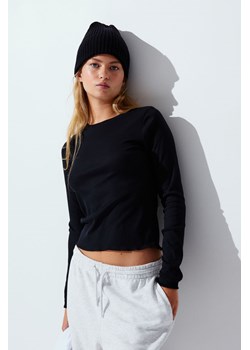 H & M - Prześwitujący top w prążki - Czarny ze sklepu H&M w kategorii Bluzki damskie - zdjęcie 169596614