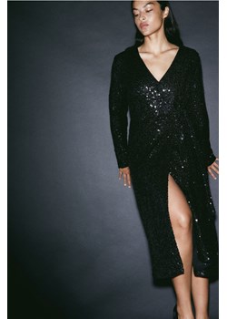 H & M - Kopertowa sukienka z cekinami - Czarny ze sklepu H&M w kategorii Sukienki - zdjęcie 169596871