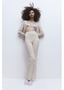 H & M - Spodnie z dzianiny w prążki - Brązowy ze sklepu H&M w kategorii Spodnie damskie - zdjęcie 169596960