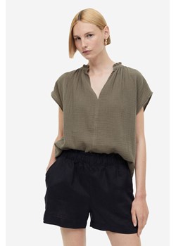 H & M - Bawełniana bluzka z falbankami - Zielony ze sklepu H&M w kategorii Bluzki damskie - zdjęcie 169596990