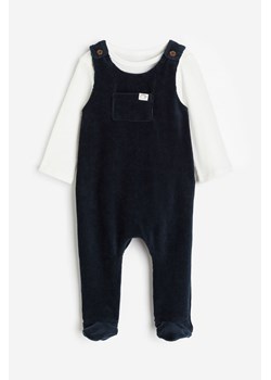 H & M - Body i welurowy kombinezon - Niebieski ze sklepu H&M w kategorii Komplety niemowlęce - zdjęcie 169597090