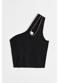 H & M - Krótki top na jedno ramię - Czarny ze sklepu H&M w kategorii Bluzki damskie - zdjęcie 169597281