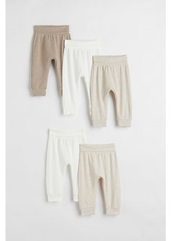 H & M - Bawełniane spodnie 5-pak - Beżowy ze sklepu H&M w kategorii Spodnie i półśpiochy - zdjęcie 169597300