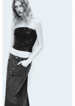 H & M - Top gorsetowy z powlekanego dżerseju - Czarny ze sklepu H&M w kategorii Bluzki damskie - zdjęcie 169597520