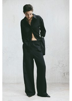 H & M - Spodnie bez zapięcia z domieszką lnu - Czarny ze sklepu H&M w kategorii Spodnie damskie - zdjęcie 169597981