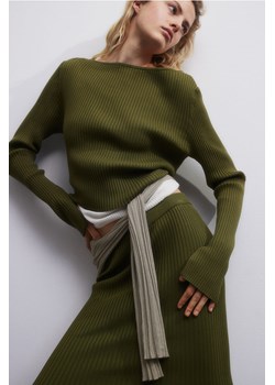 H & M - Spódnica z dzianiny w prążki - Zielony ze sklepu H&M w kategorii Spódnice - zdjęcie 169598503