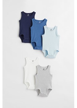 H & M - Bawełniane body 5-pak - Niebieski ze sklepu H&M w kategorii Body niemowlęce - zdjęcie 169598504