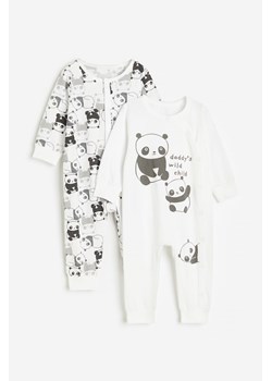 H & M - Piżama jednoczęściowa 2-pak - Szary ze sklepu H&M w kategorii Piżamy dziecięce - zdjęcie 169598540