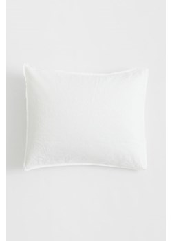 H & M - Poszewka na poduszkę wykonana ze spranego lnu - Biały ze sklepu H&M w kategorii Poszewki na poduszki - zdjęcie 169598572
