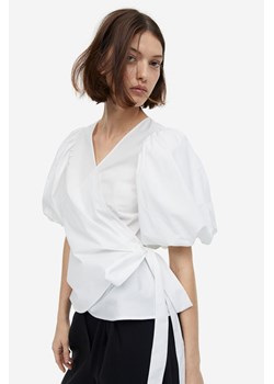 H & M - Kopertowa bluzka z baloniastym rękawem - Biały ze sklepu H&M w kategorii Bluzki damskie - zdjęcie 169598592