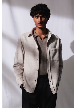 H & M - Koszula wierzchnia w jodełkę Regular Fit - Beżowy ze sklepu H&M w kategorii Kurtki męskie - zdjęcie 169598691
