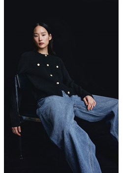 H & M - Kardigan w strukturalny splot - Czarny ze sklepu H&M w kategorii Swetry damskie - zdjęcie 169598760