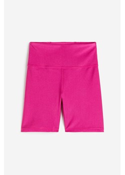 H & M - Krótkie legginsy sportowe High Shine DryMove - Różowy ze sklepu H&M w kategorii Szorty - zdjęcie 169598782