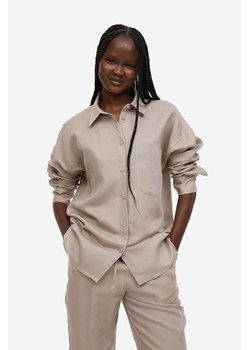 H & M - Koszula z domieszką lnu - Brązowy ze sklepu H&M w kategorii Koszule damskie - zdjęcie 169598901