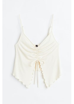 H & M - Top ze sznurkiem do ściągania - Biały ze sklepu H&M w kategorii Bluzki damskie - zdjęcie 169599234