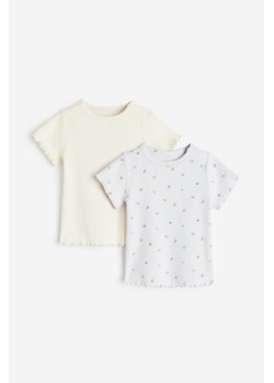 H & M - Top w prążki 2-pak - Szary ze sklepu H&M w kategorii Koszulki niemowlęce - zdjęcie 169599461