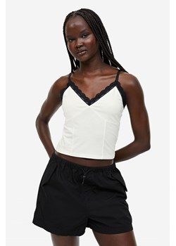 H & M - Top na ramiączkach zdobiony koronką - Biały ze sklepu H&M w kategorii Bluzki damskie - zdjęcie 169599564
