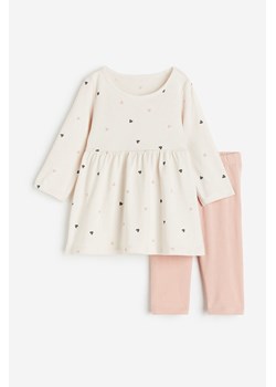 H & M - Komplet 2-częściowy z sukienką i legginsami - Beżowy ze sklepu H&M w kategorii Komplety niemowlęce - zdjęcie 169599713