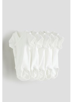 H & M - Kopertowe body 5-pak - Biały ze sklepu H&M w kategorii Body niemowlęce - zdjęcie 169599761