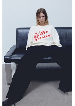 H & M - Żakardowy sweter oversize - Biały ze sklepu H&M w kategorii Swetry damskie - zdjęcie 169599773