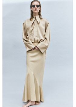 H & M - Koszula z diagonalu z wiązanym detalem - Beżowy ze sklepu H&M w kategorii Koszule damskie - zdjęcie 169599824