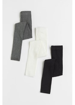 H & M - Legginsy w prążki 3-pak - Czarny ze sklepu H&M w kategorii Spodnie dziewczęce - zdjęcie 169599983