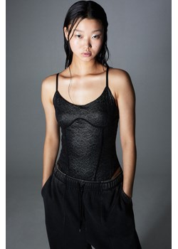 H & M - Koronkowe body z wypustką - Czarny ze sklepu H&M w kategorii Gorsety - zdjęcie 169599992