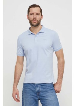 Calvin Klein polo bawełniane kolor niebieski gładki ze sklepu ANSWEAR.com w kategorii T-shirty męskie - zdjęcie 169601363