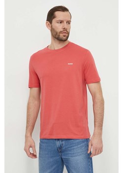 HUGO t-shirt bawełniany męski kolor czerwony gładki 50466158 ze sklepu ANSWEAR.com w kategorii T-shirty męskie - zdjęcie 169601411