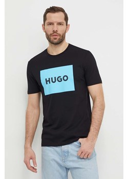 HUGO t-shirt bawełniany męski kolor czarny z nadrukiem 50467952 ze sklepu ANSWEAR.com w kategorii T-shirty męskie - zdjęcie 169601413