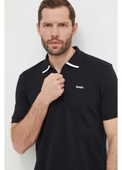 HUGO polo bawełniane kolor czarny gładki 50511721 ze sklepu ANSWEAR.com w kategorii T-shirty męskie - zdjęcie 169601690