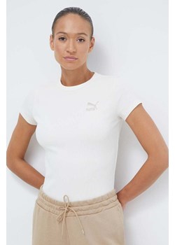Puma t-shirt damski kolor beżowy 624264 ze sklepu ANSWEAR.com w kategorii Bluzki damskie - zdjęcie 169601782