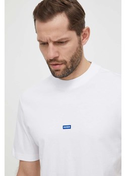 Hugo Blue t-shirt bawełniany męski kolor biały gładki 50509991 ze sklepu ANSWEAR.com w kategorii T-shirty męskie - zdjęcie 169601833